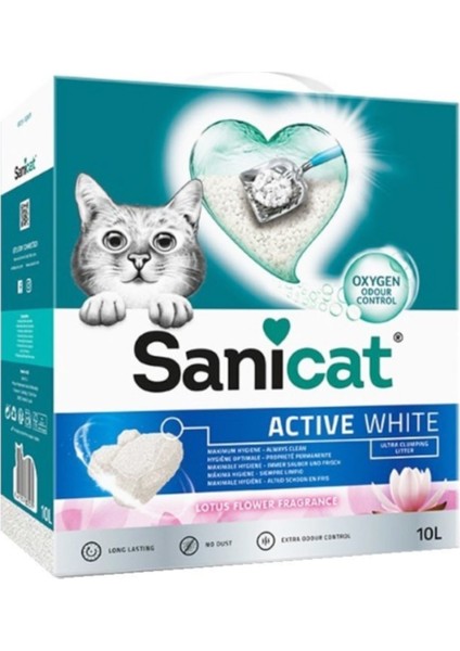 Active White Süper Topaklanan Kedi Kumu Lotus Çiçeği Kokulu 10 Lt