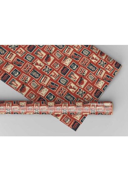 50 x 70 cm Seyahat Pul Gezi Ingiltere Temalı Hediye Paketleme Ambalaj Kağıdı (6’lı Paket) modelleri