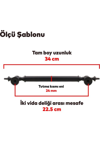 Çukurca Çekme Kolu Kapı Tutma Kulbu 22.5 cm Mat Siyah Metal Kulp Kapı Tutamağı