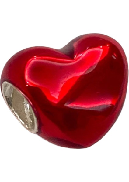 Kırmızı Metalik Kalp Charm