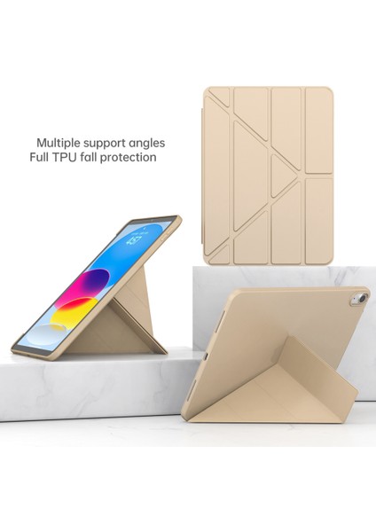 iPad 10.9 (2022) Origami Stand Pu Deri + Tpu Koruyucu Kılıf Tablet Bırak-Kötü Kapak (Yurt Dışından)