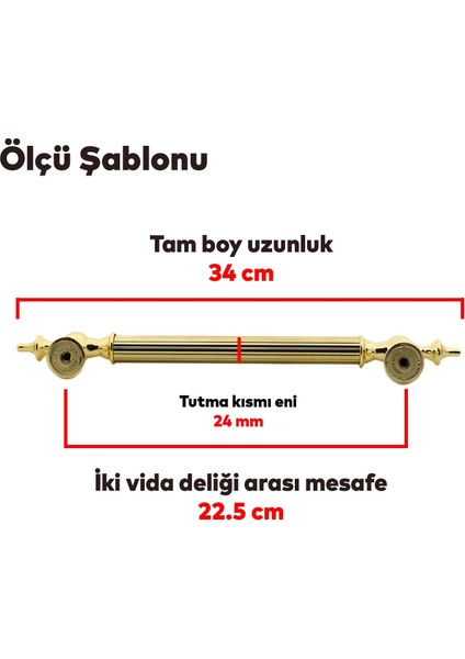 Çukurca Çekme Kolu Kapı Tutma Kulbu 22.5 cm Gold Altın Metal Kulp Kapı Tutamağı