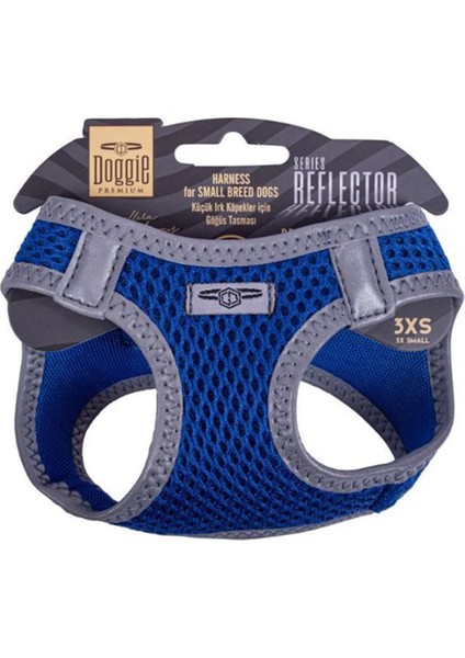 Havalı Dokuma Reflektör Serisi Küçük Irk Göğüs Tasması Mavi 3XS-22-26CM