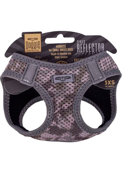 Havalı Dokuma Reflektör Serisi Küçük Irk Göğüs Tasması Kamuflaj 3XS-22-26CM