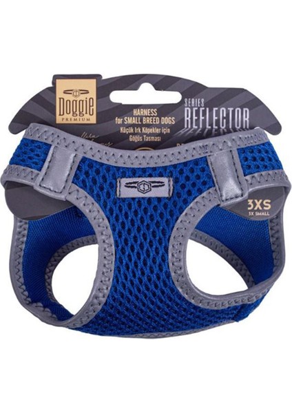 Havalı Dokuma Reflektör Serisi Küçük Irk Göğüs Tasması Mavi 2XS-26-30CM