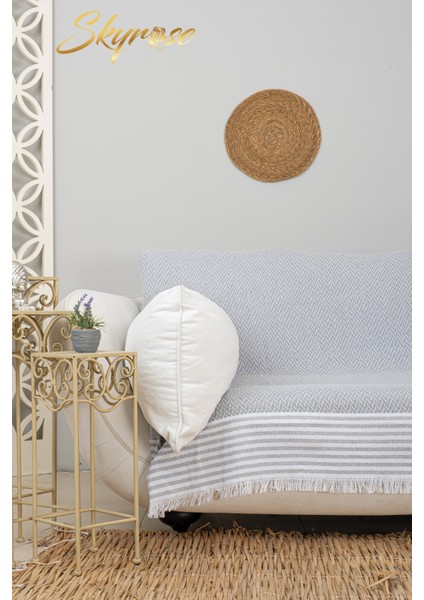 Natural Pamuklu Koltuk Örtüsü 170 x 210 Koltuk Şalı