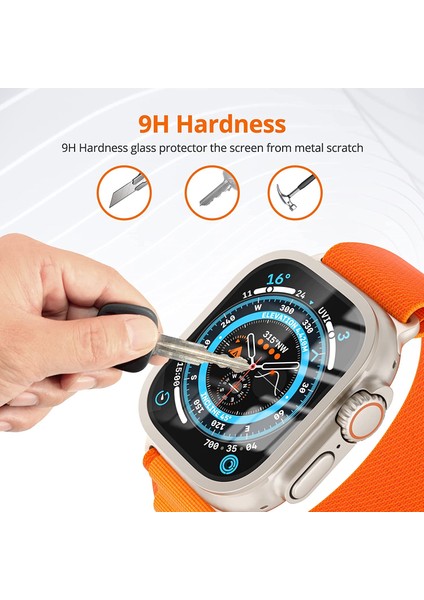Apple Watch Ultra Ekran Koruyucu 49 mm Temperli Cam Filmi Tam Kapsamlı Iwatch Ultra Için Koruyucu Metalik Kasalı Ekran Koruyucu Cam Kapak fırsatları