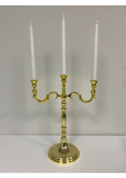 Üç Kollu Alüminyum Şamdan 35 Cm