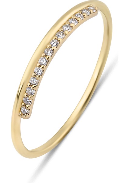 14 Ayar Altın Çift Sıra Görünümlü Yüzük KRS04-14GRZ