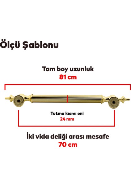Çukurca Çekme Kolu Kapı Tutma Kulbu 70 cm Gold Altın Metal Kulp Kapı Tutamağı