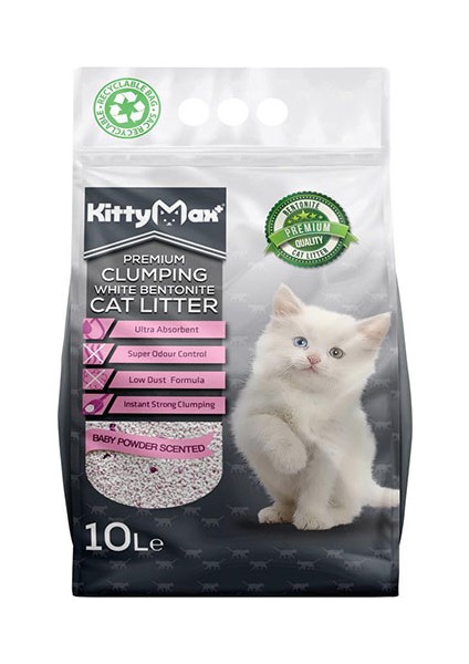 Bebek Pudralı Bentonit Kedi Kumu 10 Litre