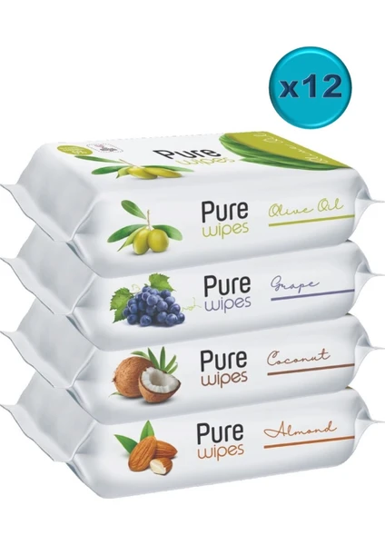 Pure Baby Wipes Islak Havlu Mendil 50 Yaprak 48 Li Set (2400 Yaprak) (Meyveli)