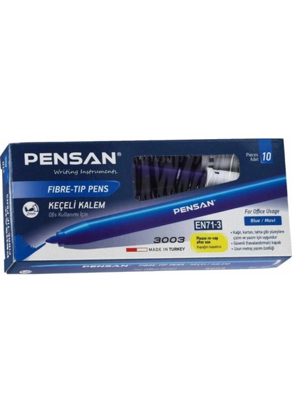 3003 Ofis Tipi Keçeli Kalem Mavi 10LU