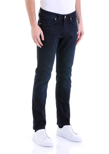 Lacivert Regular Fit Basic 5 Cep Yüksek Bel Kot Pantolon