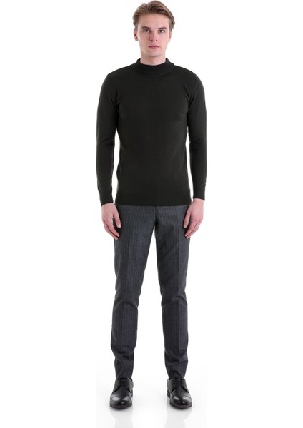 Haki Regular Fit Düz Yarım Balıkçı Yaka Yün Triko Kazak fırsatları