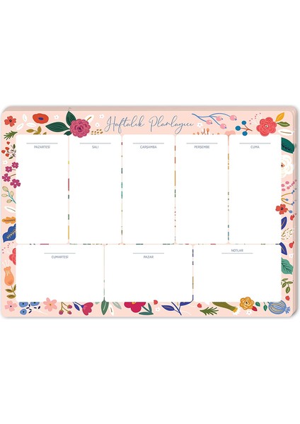 Pembe Çiçek Haftalık Planner 17X24