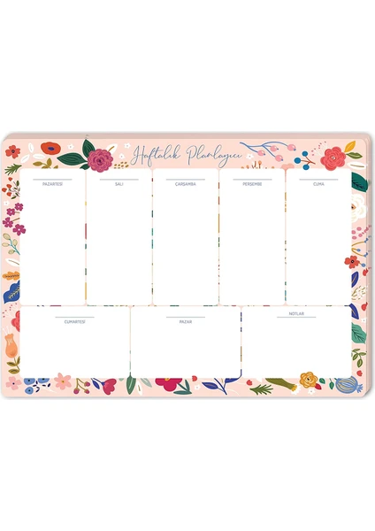 Pembe Çiçek Haftalık Planner 17X24