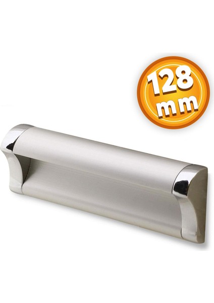 Mobilya Dolap Kapak Çekmece Kulpu Kulbu 128 mm Mat Krom Metal Kulp