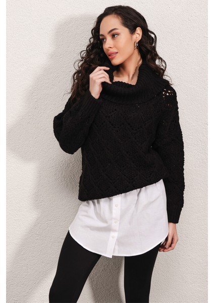 1888 Sweatshirt ve Kazak Altı Gömlek Etek - Beyaz