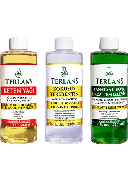 Terlans Yağlı Boya Seti Yardımcı Malzemeler 3 x 250 ml