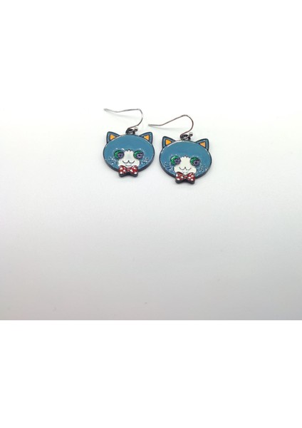 Papyonlu Kedi Pin Küpe