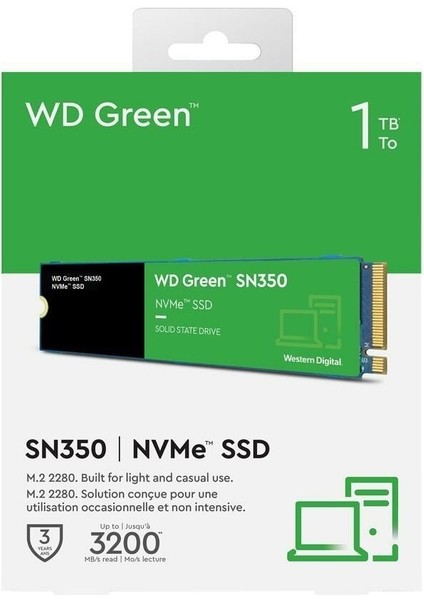 Green M.2 Nvme SN350 1tb (3200/2500MB/S) WDS100T3G0C SSD