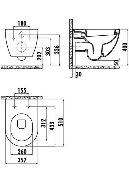 FE322 Free Rim Off Asma Klozet Mat Antrasit