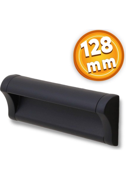 Mobilya Dolap Kapak Çekmece Kulpu Kulbu 128 mm Mat Siyah Metal Kulp