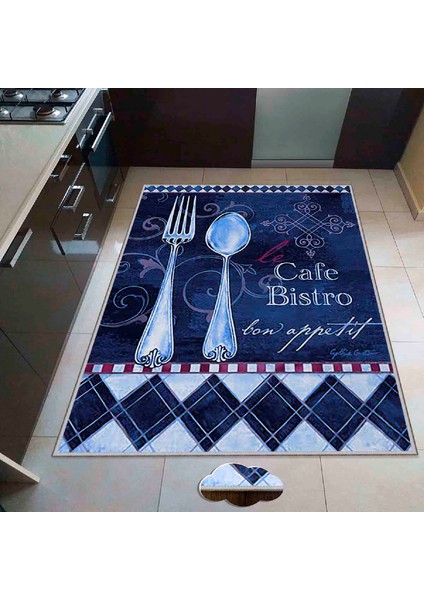 Dekoratif Özel Tasarım Ince Yıkanabilir Leke Tutmaz Kaydırmaz Taban Mutfak Halısı