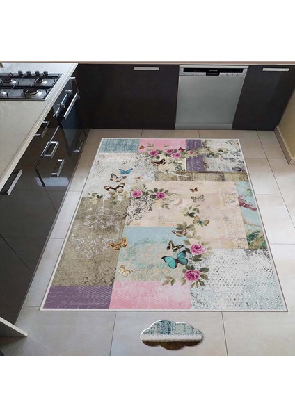 Dekoratif Özel Tasarım Ince Yıkanabilir Leke Tutmaz Kaydırmaz Taban Mutfak Halısı