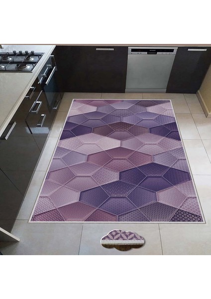 Dekoratif Özel Tasarım Ince Yıkanabilir Leke Tutmaz Kaydırmaz Taban Mutfak Halısı