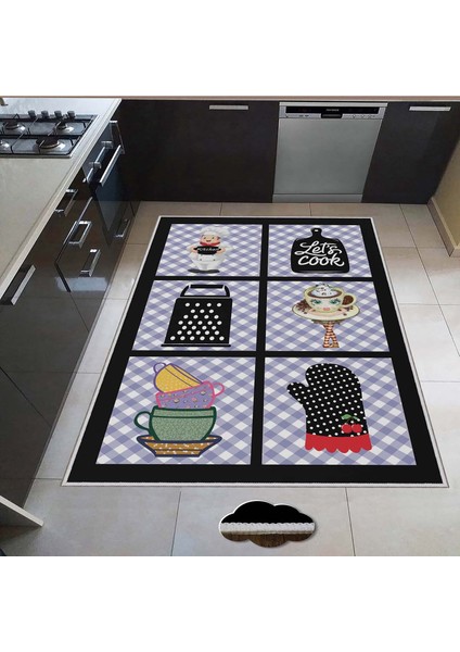 Modern Dekoratif Yıkanabilir Kaymaz Taban Halı – İnce, Yumuşak Salon Halısı, Mutfak Halısı ve Yolluk