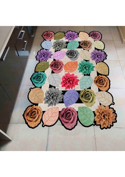 Dekoratif Özel Tasarım Ince Yıkanabilir Leke Tutmaz Kaydırmaz Taban Mutfak Halısı