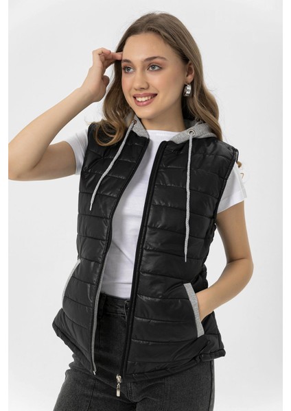 Kadın Penye Kapüşonlu Şişme Yelek modelleri