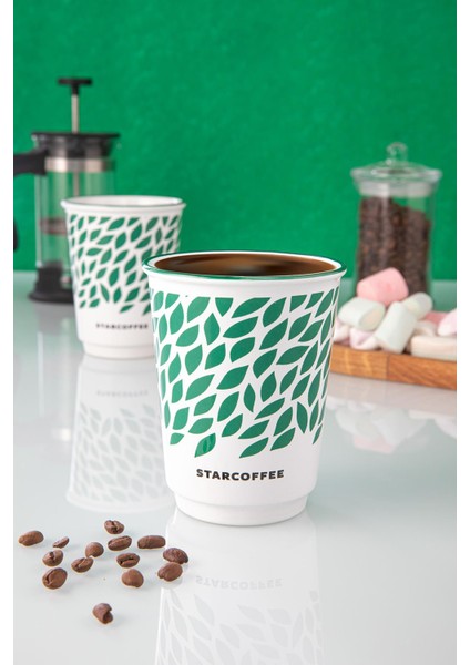 Starcoffee 2 Adet Cappucino, Filtre Kahve, Çay, Nescafe Fincan, 310 Ml. Kulpsuz Kupa