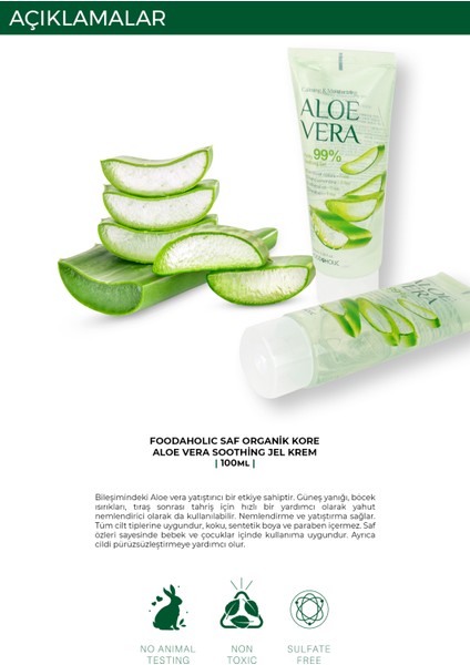Saf Organik Kore Aloe Vera Soothing Jel Krem 100 ml fırsatları