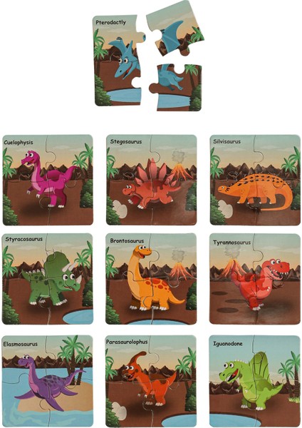 Dinozorlar 4 Paraçalı Yap Boz Puzzle