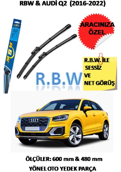 Rbw Audi Q2 Skoda Octavia 3 Volkswagen cc Golf 6 Cabrio Jetta 4 Aracınıza Özel Muz Tip Silecek Seti