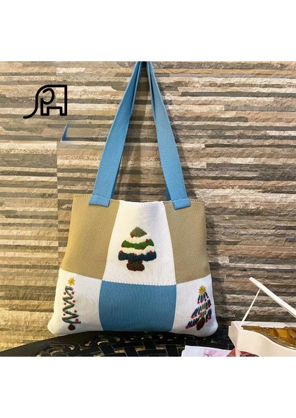 Bayan Örgü El Nakış Noel Omuz Çantası Çanta El Çantası Örme Mori Kadın Çanta Mori Kız (Yurt Dışından) fiyatları