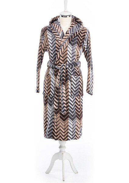 Hawai Eclectic Kadife Kapüşonlu Bornoz L Beden