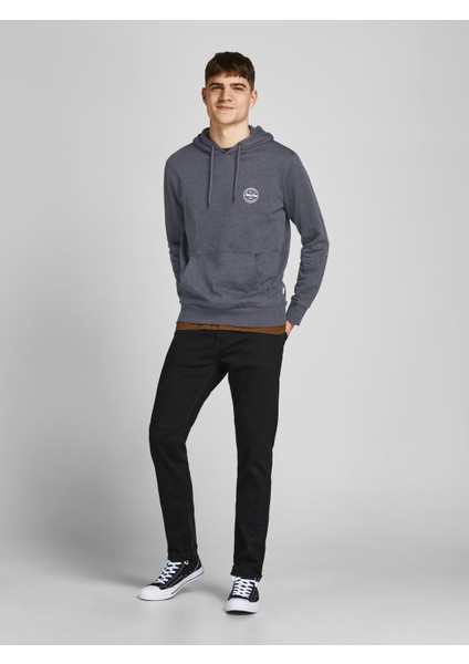 12205081 Jjeshark Sweat Hood Noos Erkek Sweat Dark Grey Melange/printwhite fiyatları