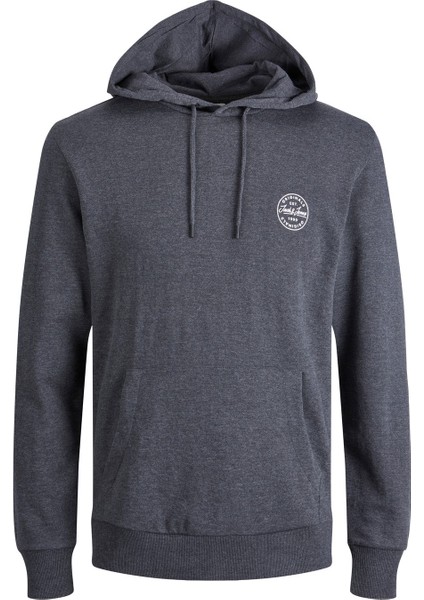 12205081 Jjeshark Sweat Hood Noos Erkek Sweat Dark Grey Melange/printwhite fırsatları