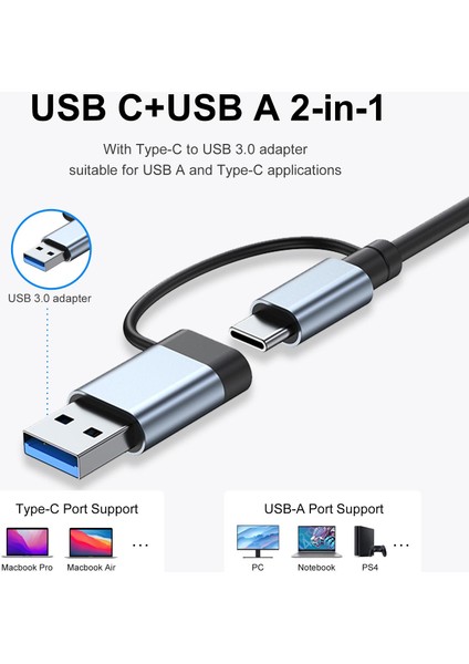 Gn-33 Multiport Type C ve USB Girişli 7 In 1 Adaptör Hub Çoğaltıcı