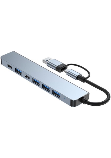 Gn-33 Multiport Type C ve USB Girişli 7 In 1 Adaptör Hub Çoğaltıcı