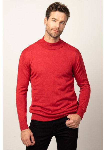 Slim Fit Dar Kesim Yarım Balıkçı Yaka Düz Erkek Kazak fiyatları