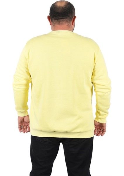 Büyük Beden Sweatshirt V Design 22742 Sarı