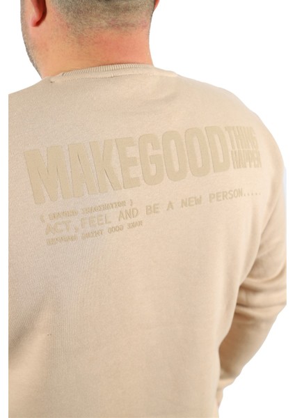 Büyük Beden Unisex Sweat Make Good 22734 Bej fiyatları