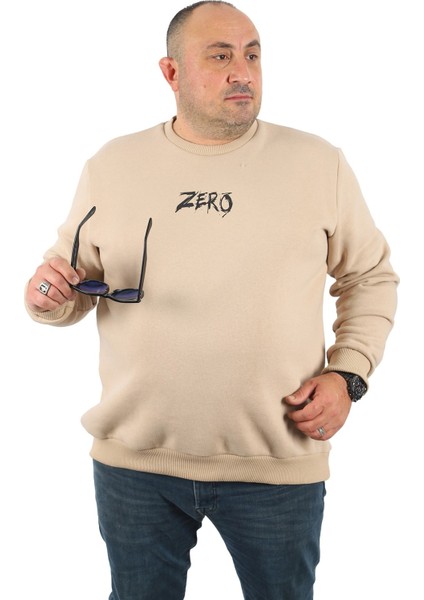 Büyük Beden Erkek Sweat Zero 22732 Bej