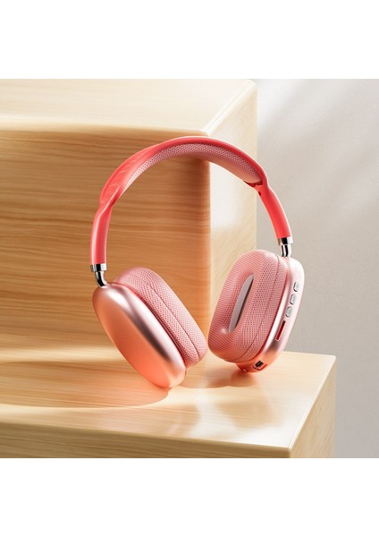 P9 Air Kablosuz Bluetooth 5.0 Wirelles Mikrofonlu Kulaklık Stereo Kırmızı