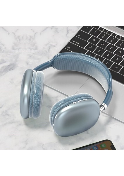 P9 Air Kablosuz Bluetooth 5.0 Wirelles Mikrofonlu Kulaklık Stereo Mavi
